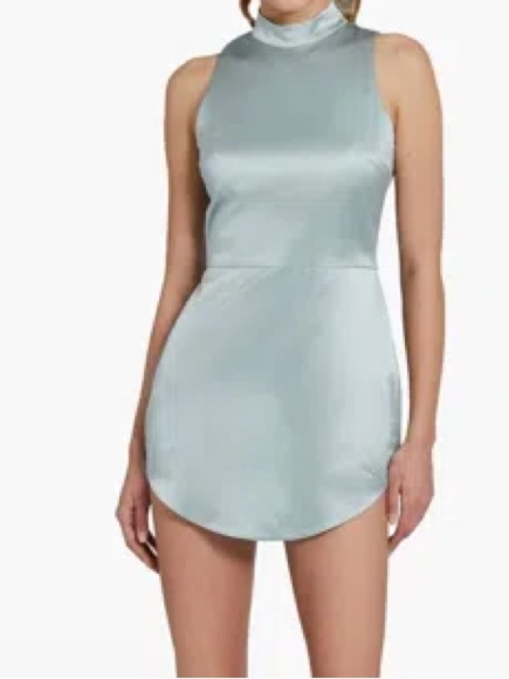 NWT SIZE L Amanda Uprichard SILK High-Neck Chemise in Sage Blue